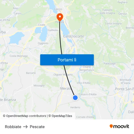 Robbiate to Pescate map