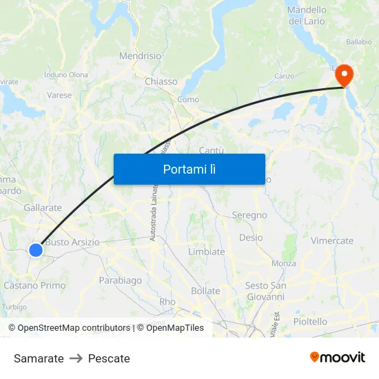 Samarate to Pescate map