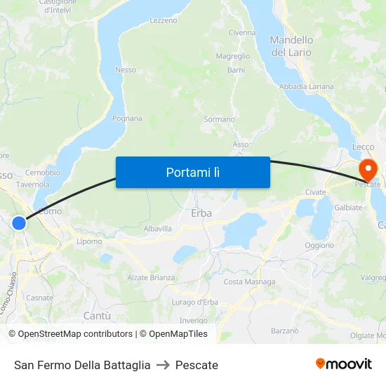 San Fermo Della Battaglia to Pescate map