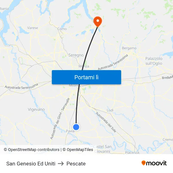 San Genesio Ed Uniti to Pescate map