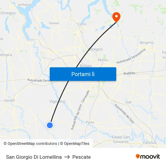 San Giorgio Di Lomellina to Pescate map