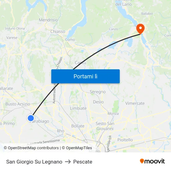 San Giorgio Su Legnano to Pescate map