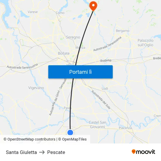 Santa Giuletta to Pescate map