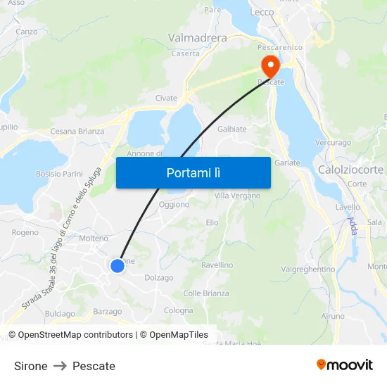 Sirone to Pescate map
