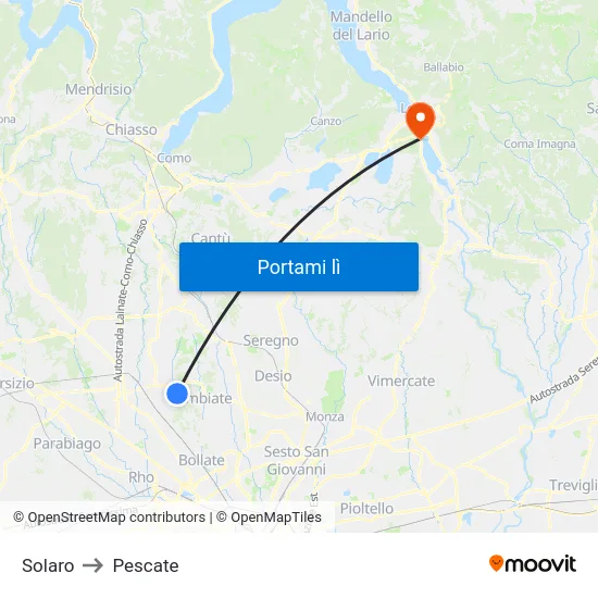 Solaro to Pescate map