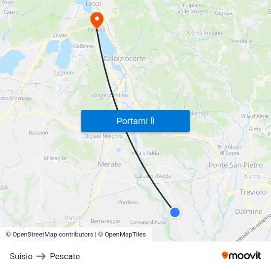 Suisio to Pescate map