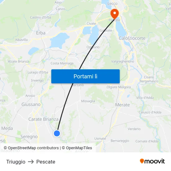 Triuggio to Pescate map