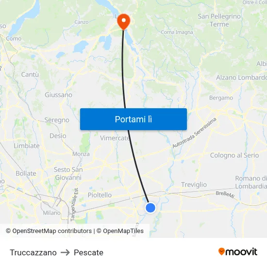 Truccazzano to Pescate map