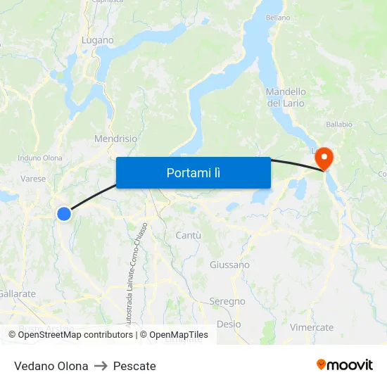 Vedano Olona to Pescate map