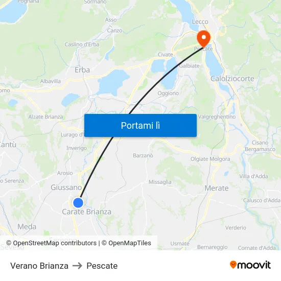 Verano Brianza to Pescate map