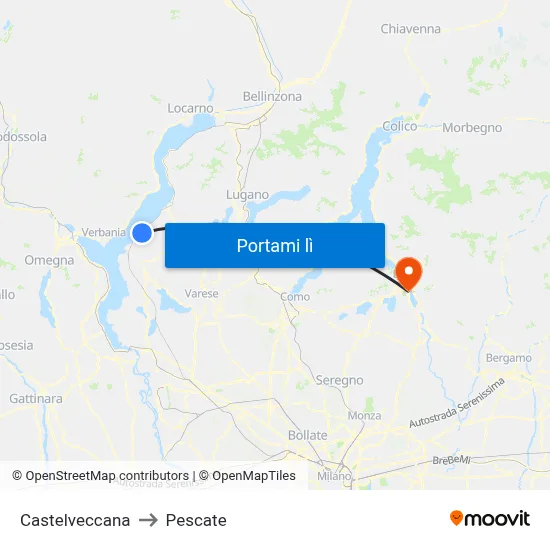 Castelveccana to Pescate map