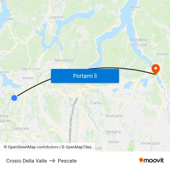 Crosio Della Valle to Pescate map