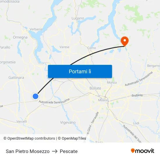San Pietro Mosezzo to Pescate map
