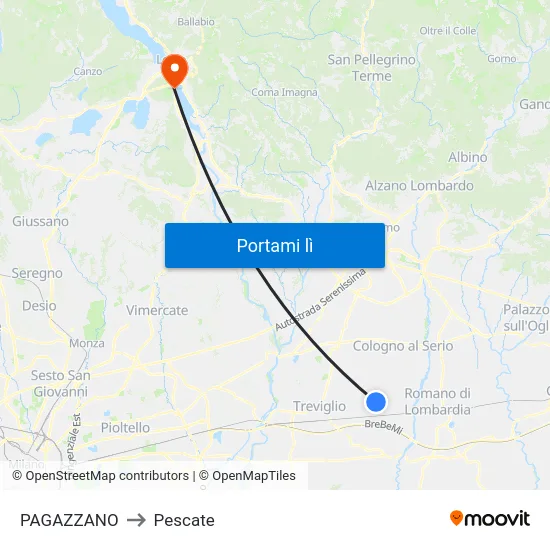 PAGAZZANO to Pescate map