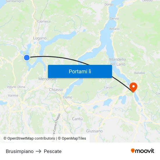 Brusimpiano to Pescate map