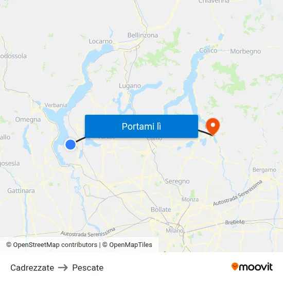 Cadrezzate to Pescate map