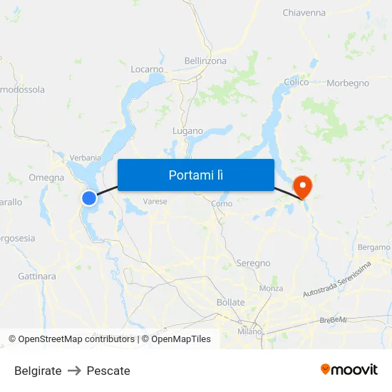 Belgirate to Pescate map