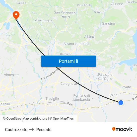 Castrezzato to Pescate map