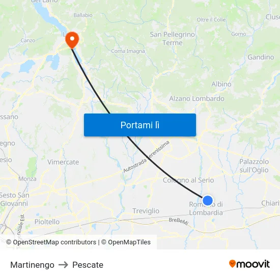 Martinengo to Pescate map