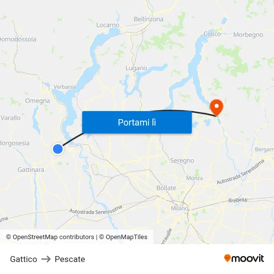Gattico to Pescate map