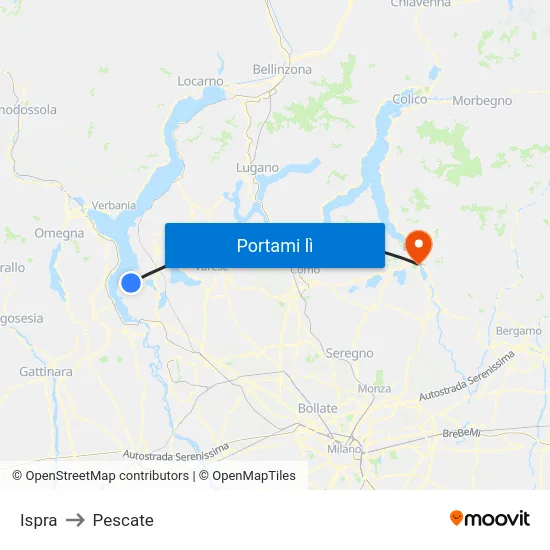 Ispra to Pescate map
