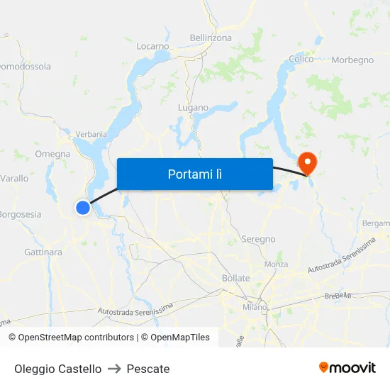 Oleggio Castello to Pescate map