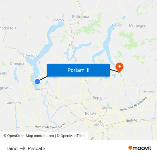 Taino to Pescate map