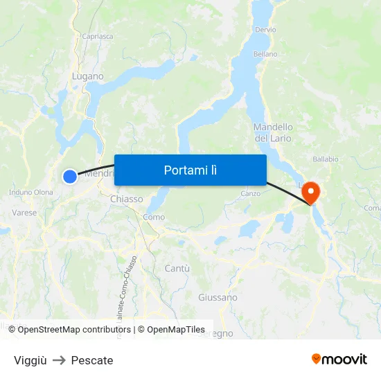 Viggiù to Pescate map