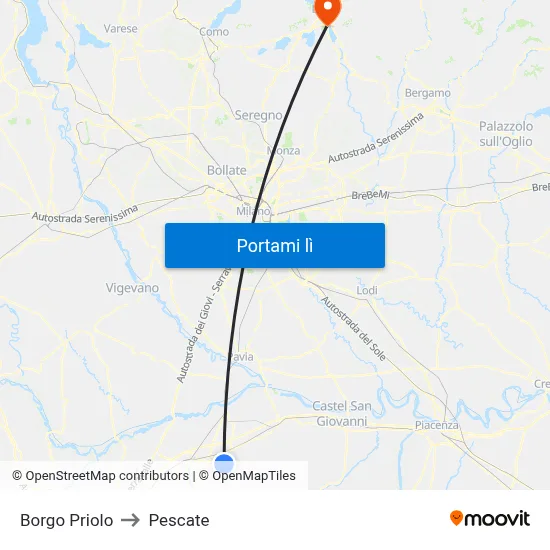 Borgo Priolo to Pescate map