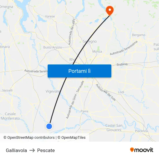 Galliavola to Pescate map