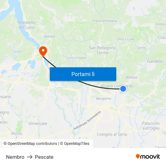 Nembro to Pescate map