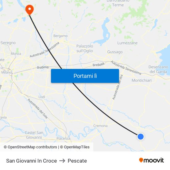 San Giovanni In Croce to Pescate map