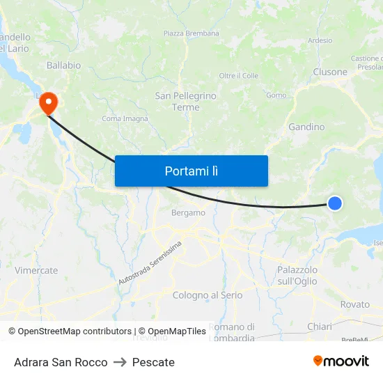 Adrara San Rocco to Pescate map