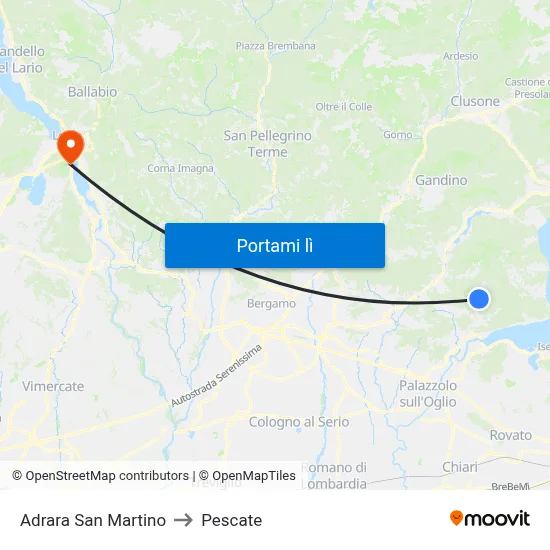 Adrara San Martino to Pescate map