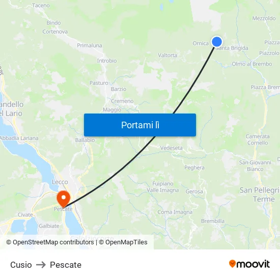 Cusio to Pescate map