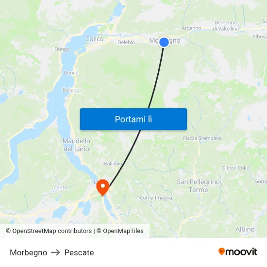 Morbegno to Pescate map