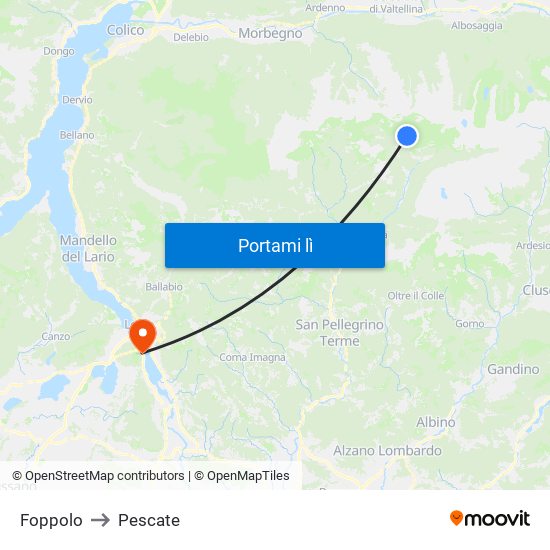 Foppolo to Pescate map