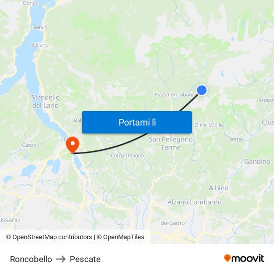 Roncobello to Pescate map