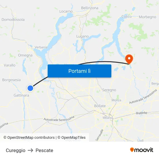 Cureggio to Pescate map