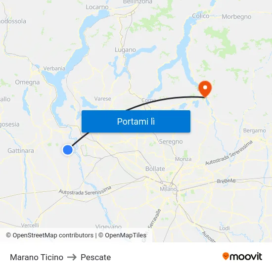 Marano Ticino to Pescate map