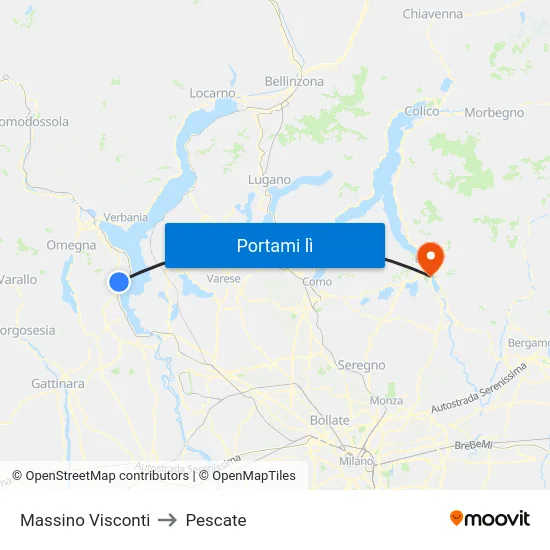 Massino Visconti to Pescate map