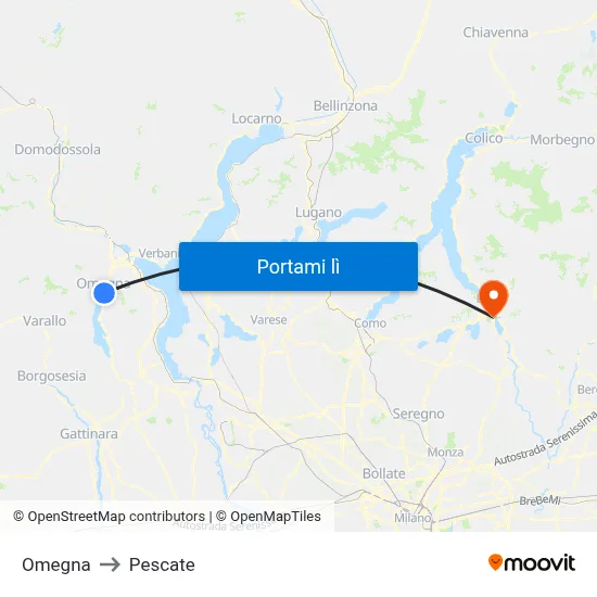 Omegna to Pescate map