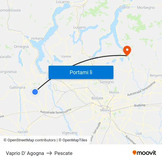 Vaprio D' Agogna to Pescate map