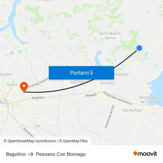 Bagolino to Pessano Con Bornago map