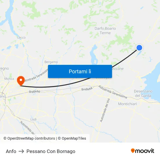 Anfo to Pessano Con Bornago map