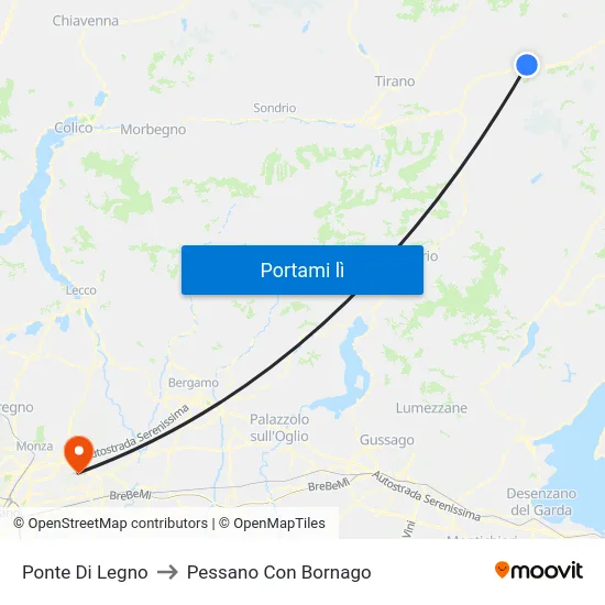 Ponte Di Legno to Pessano Con Bornago map