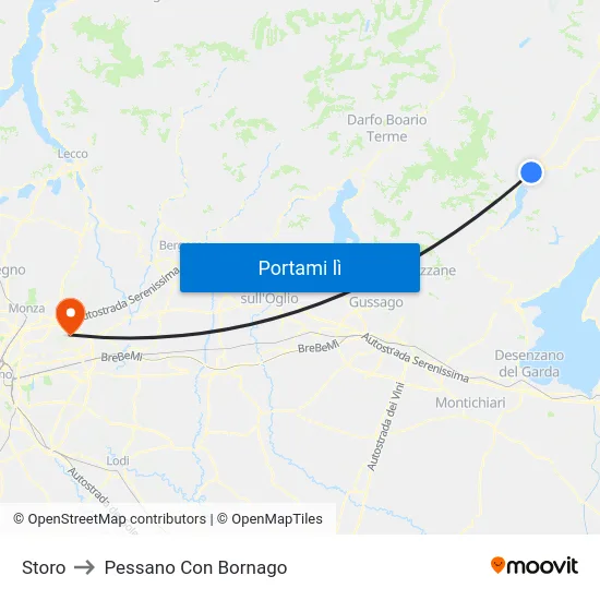 Storo to Pessano Con Bornago map