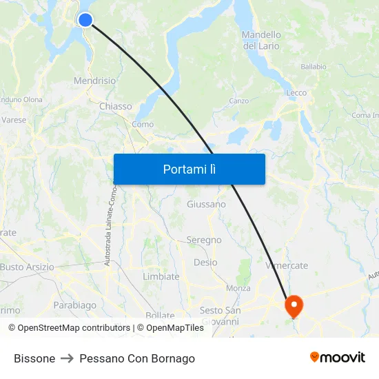 Bissone to Pessano Con Bornago map