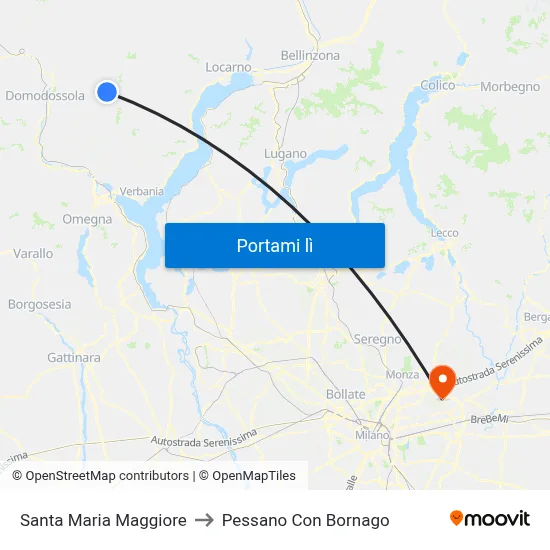 Santa Maria Maggiore to Pessano Con Bornago map