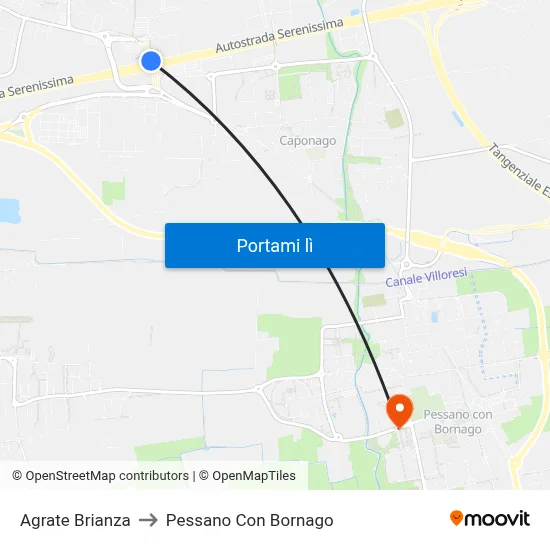 Agrate Brianza to Pessano Con Bornago map